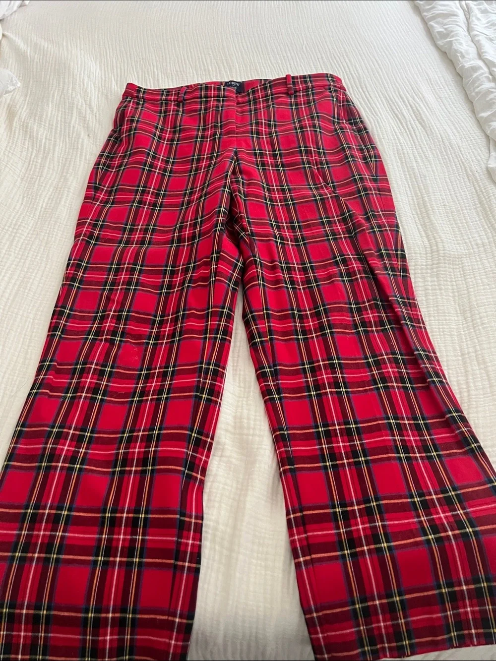 J. Crew Kallie Red Plaid Wide-Leg Pants